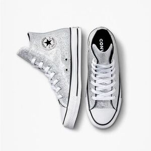 CONVERSE SILVER GLITTER HIGH TOP SNEAKER